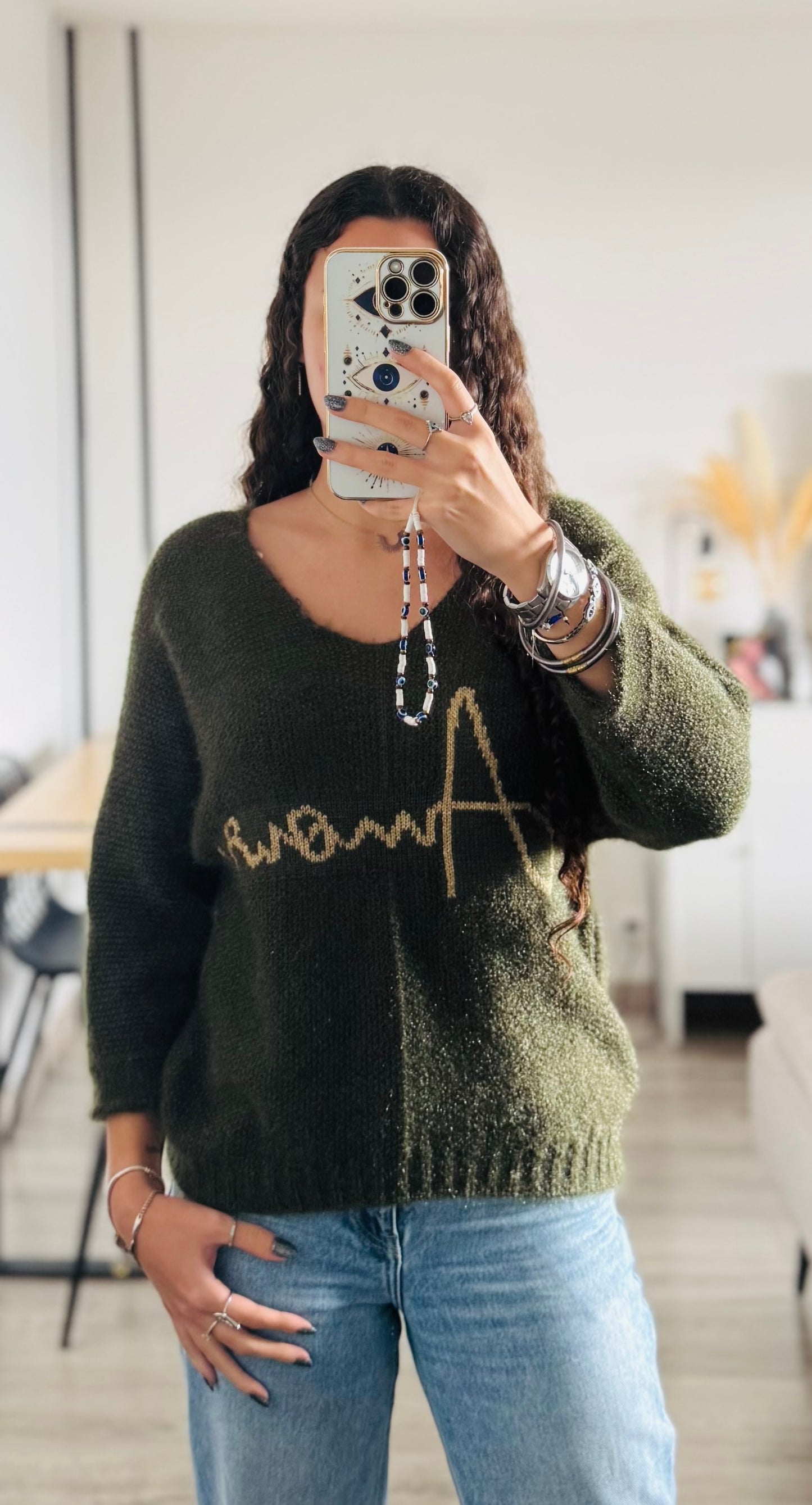 Pull amour kaki