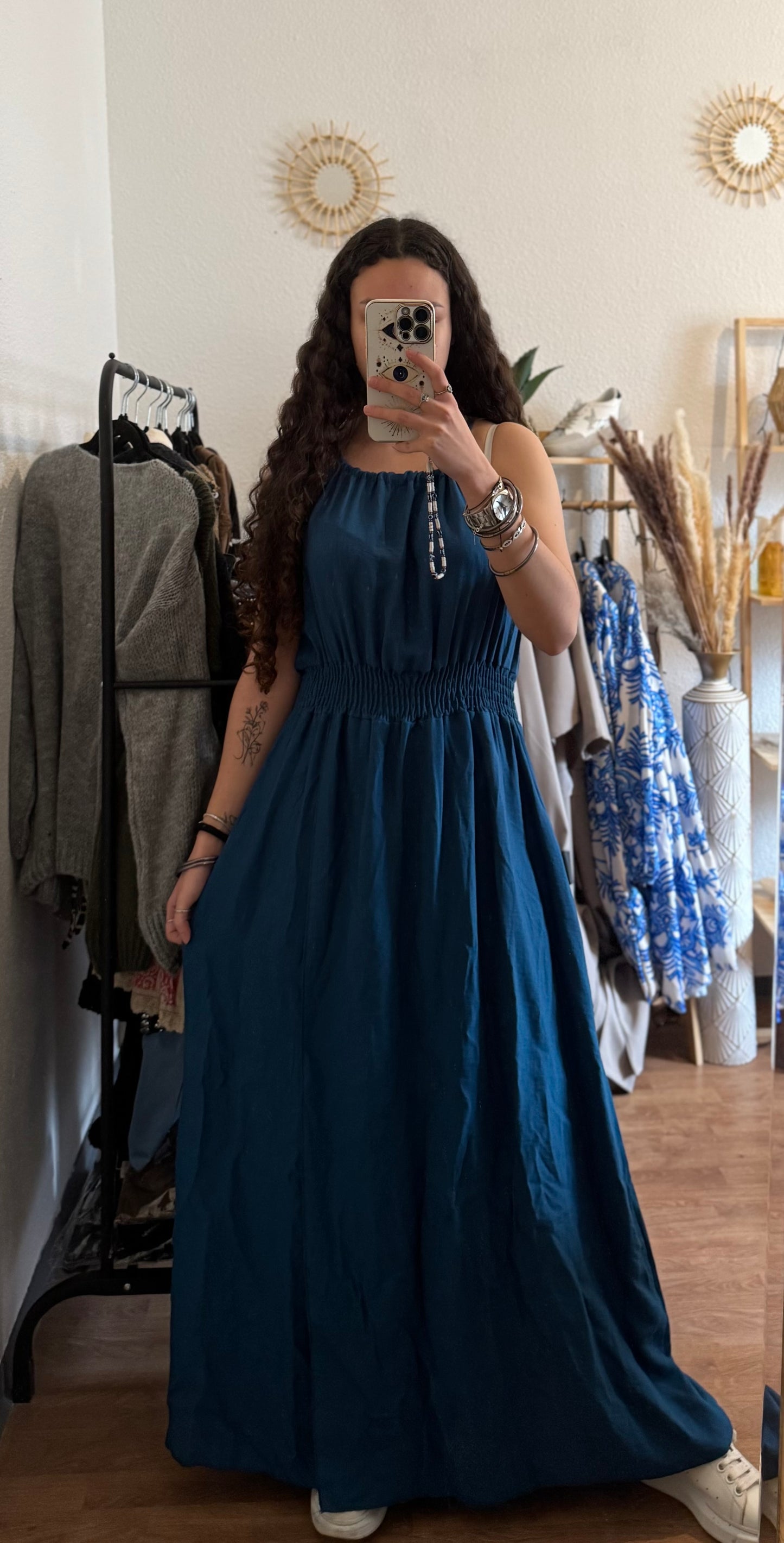 Robe fente bleu canard
