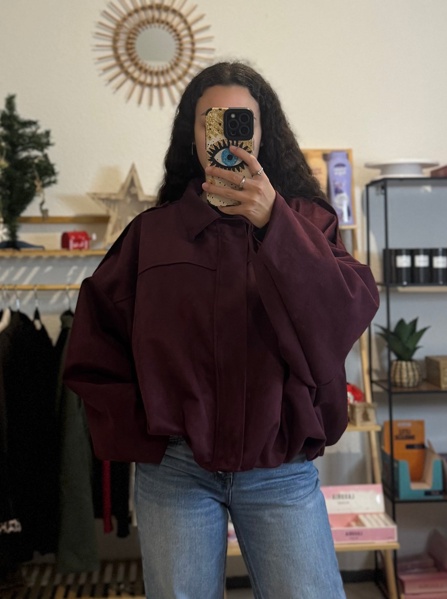 Veste suédine bordeaux