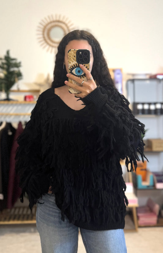 Pull frange noir