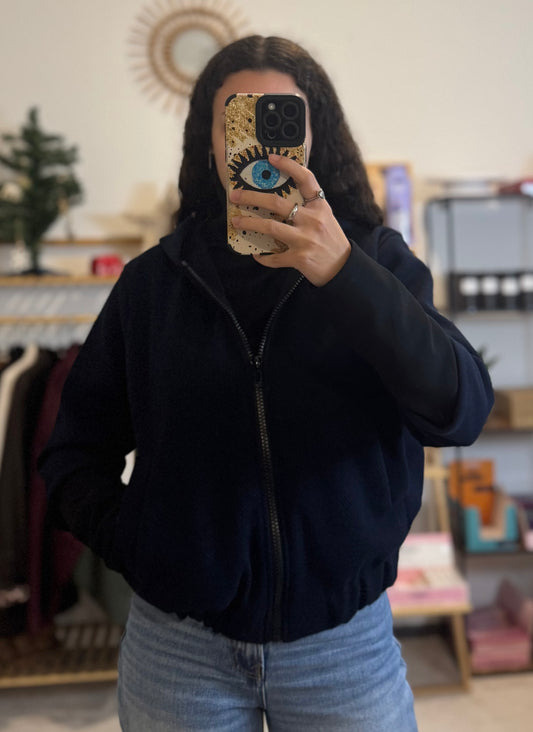 Gilet marine à capuche