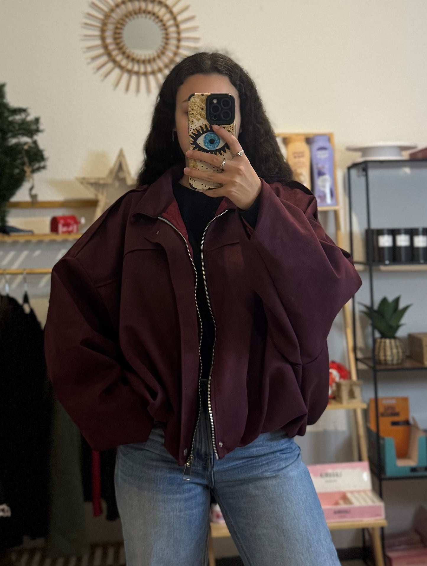 Veste suédine bordeaux