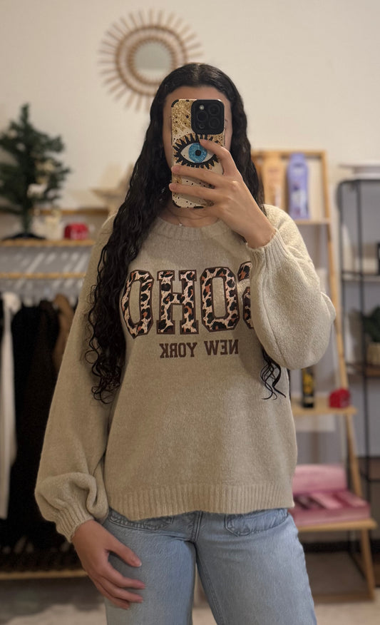 Pull léopard beige ￼